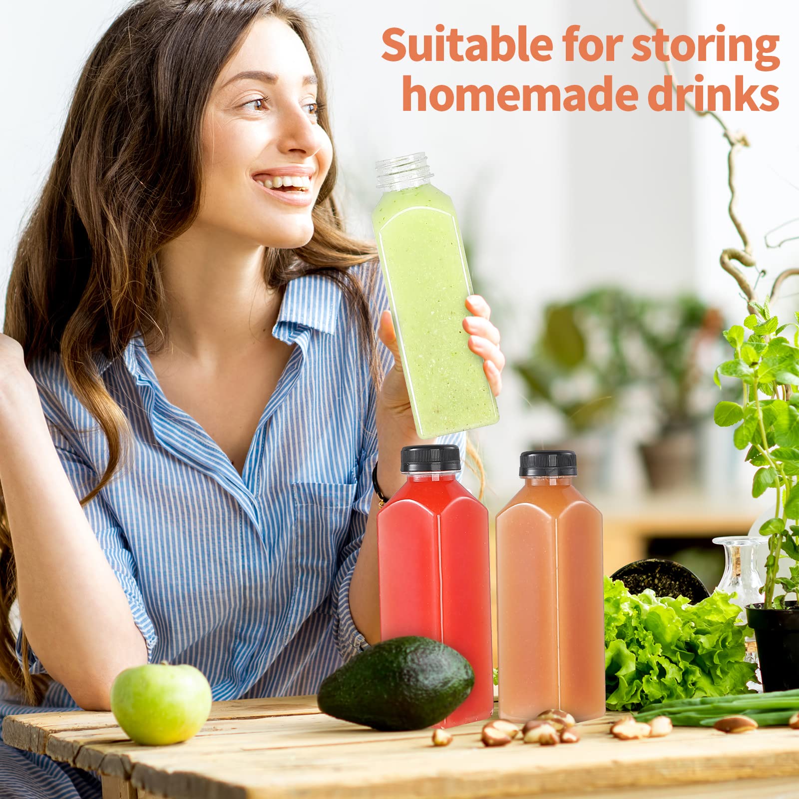 36-Pack 16oz Plastic Bottles with Lids - Reusable Juice & Beverage Containers for Milk, Smoothies, Tea - BPA-Free Leakproof Clear Drink Bottles for Home, Office, Gym & Travel