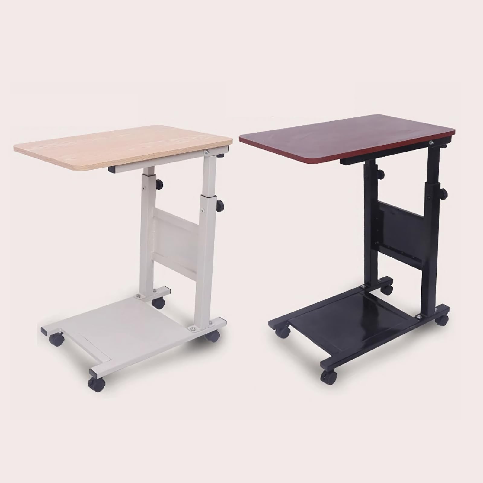 Adjustable Over Bed Table with Wheels - Rolling Hospital Tray Table, C-Shaped Bedside Table for Laptop, Meals & Snacks - Perfect for Hospital, Home Care, Wheelchair & Sofa Use