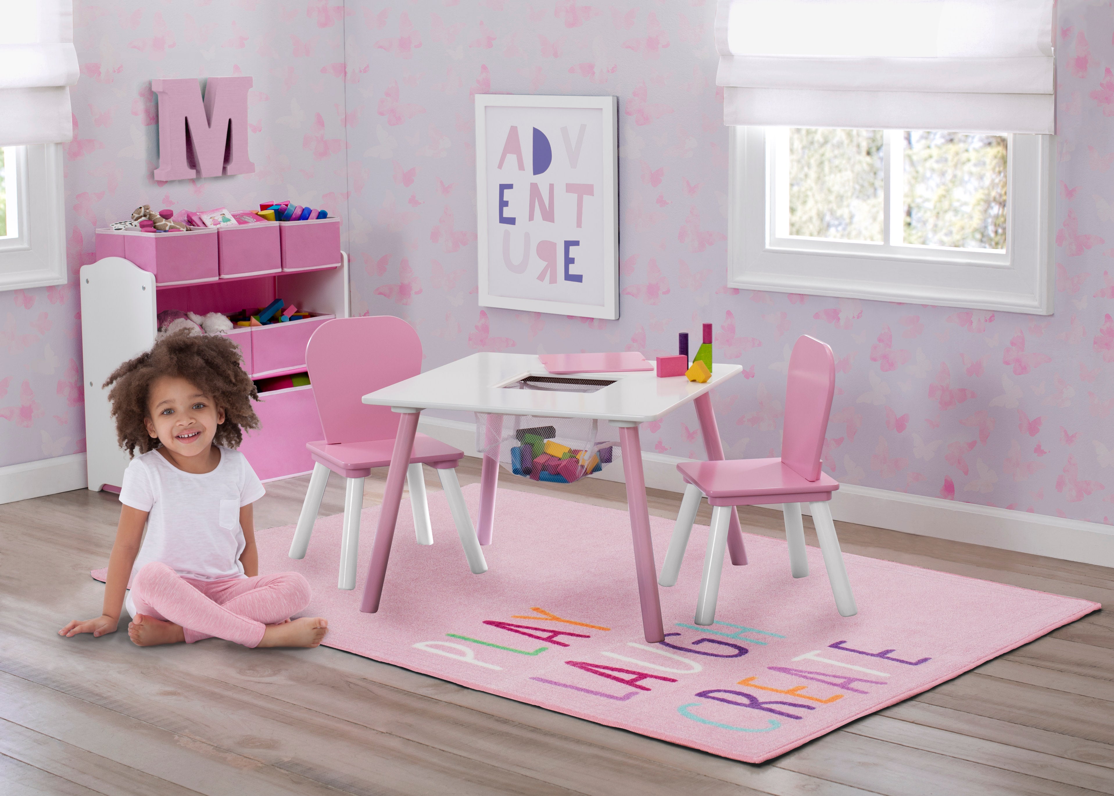 Kids Play Laugh Create Rectangle Area Rug 39x59 Inch - Soft Non-Slip Playmat for Nursery, Playroom & Bedroom