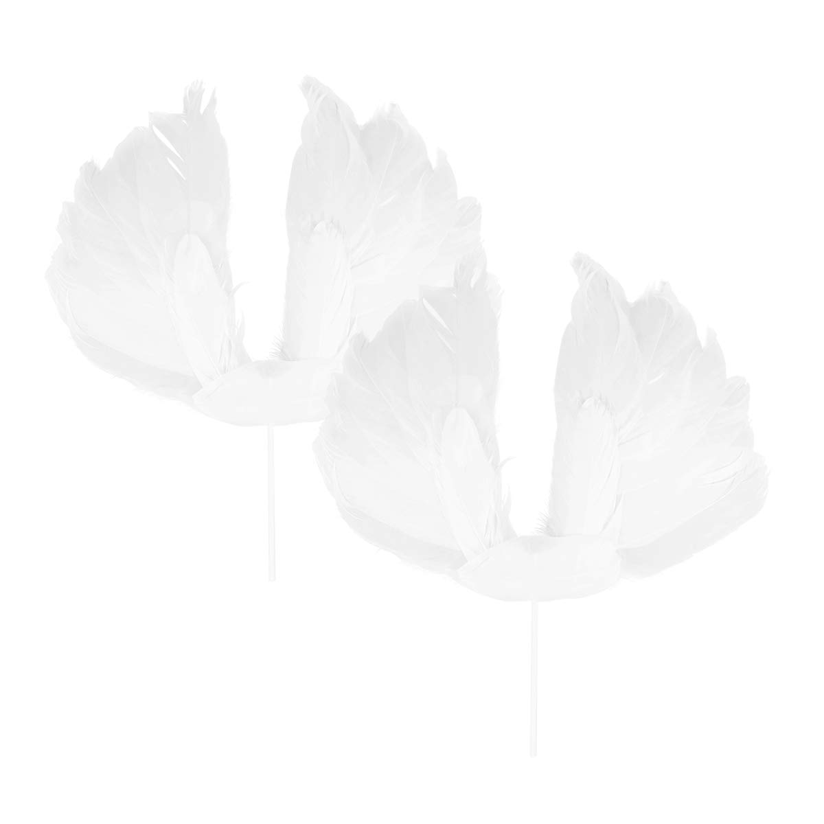 Valentine's Day Angel Feather Wings Cake Toppers - 2pcs Romantic White Angel Wings for Wedding, Birthday, Party Cake Decorations - Perfect for Dessert Table, Dancing & Special Occasion Decor