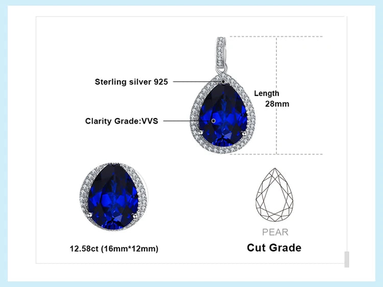 Stunning Genuine Sapphire Pendant Necklace - 925 Sterling Silver Jewelry for Women - Perfect for Weddings, Anniversaries & Special Occasions