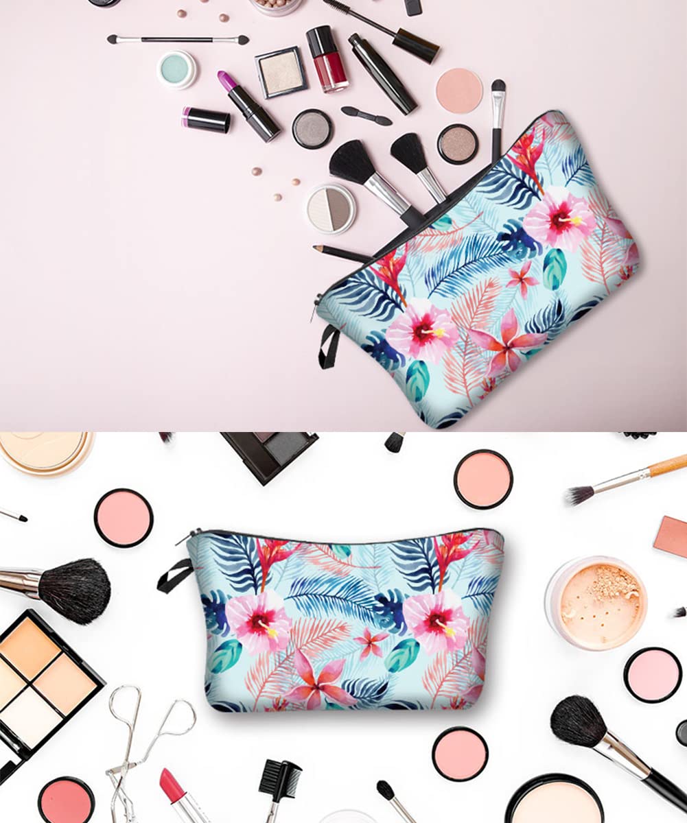 FITINI Floral Makeup Bag for Women - Waterproof Travel Cosmetic Organizer Pouch with Zipper, Portable Toiletry Storage Clutch for Girls | Perfect for Travel, Gym, Beach & Daily Essentials Organization