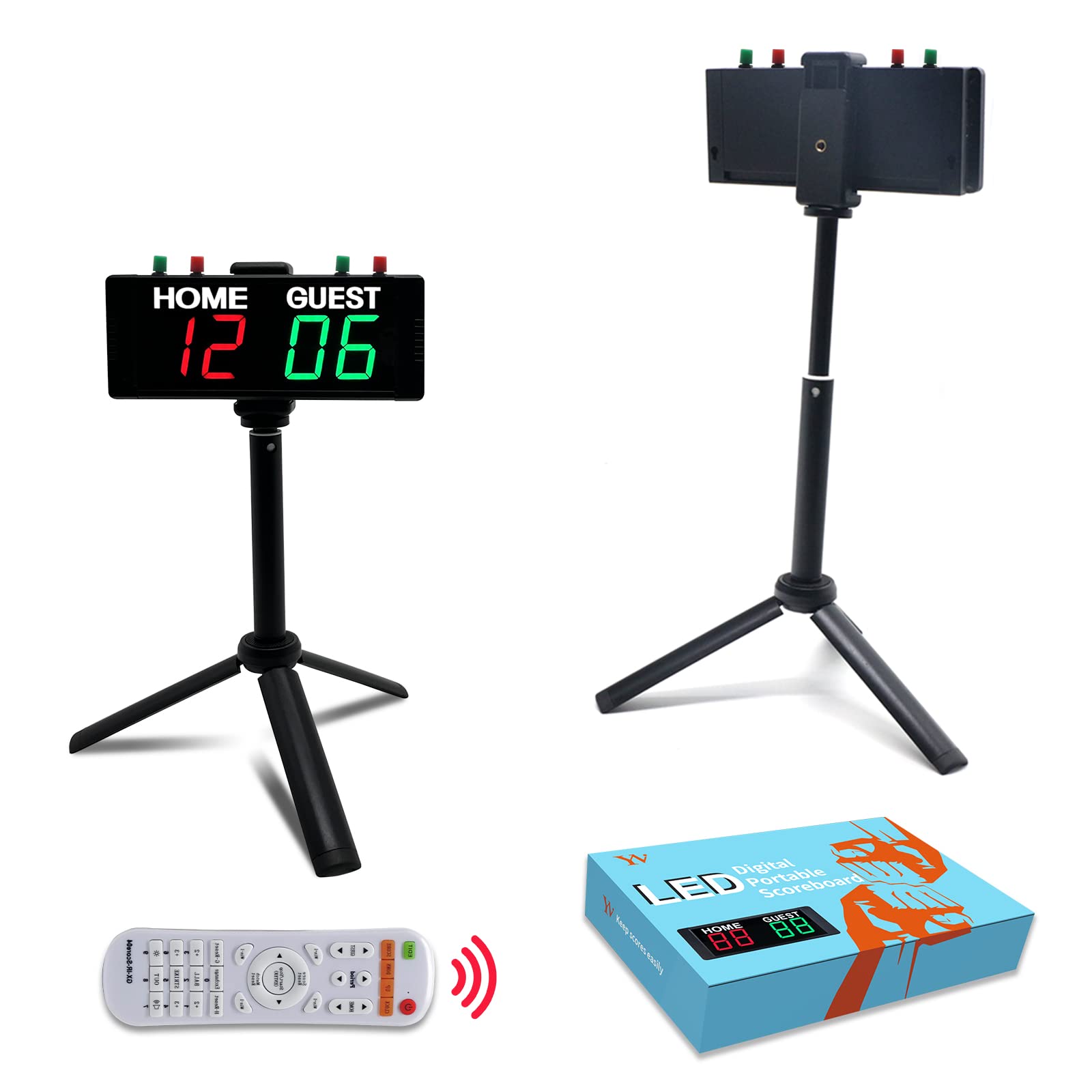YZ Battery Operated Digital Scoreboard with Remote & Stand - Portable Electronic Timer Clock for Cornhole, Shuffleboard, Pickleball - Perfect for Outdoor Yard Games, Sports Events & Backyard Parties