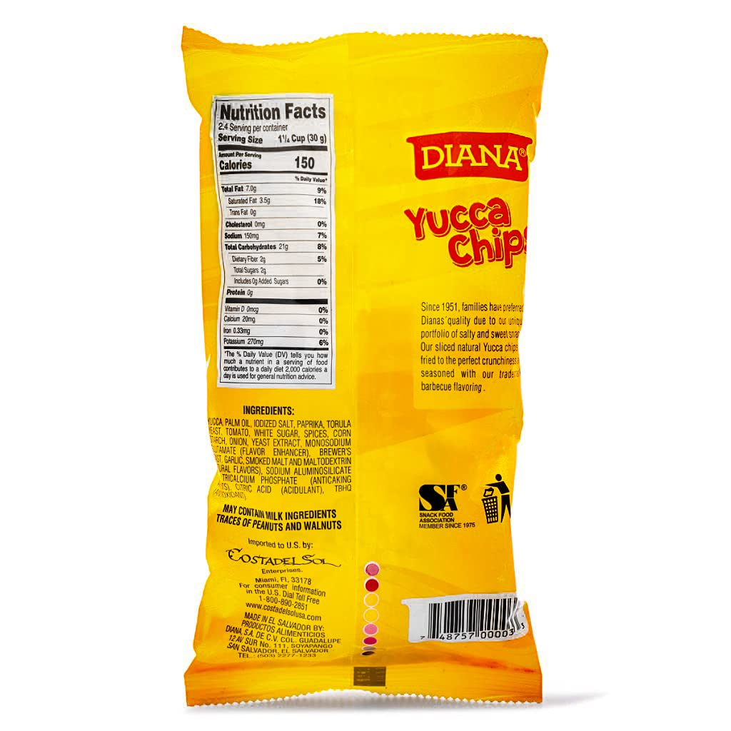 BBQ Flavored Yucca Chips - Crunchy Cassava Snacks - 2.29Oz/65g (Pack of 12) - Perfect for Parties, Picnics & Healthy Snacking