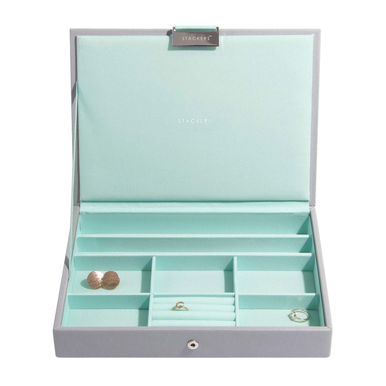 Dove Gray & Mint Green Classic Jewelry Box for Women - Vintage Style Ring & Necklace Organizer - Perfect for Gift, Travel & Home Decor