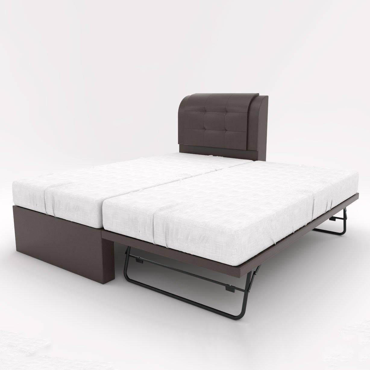 Medina Faux Leather 3-in-1 Pull Out Bed Frame - Convertible Sofa Sleeper for Small Spaces, Guest Rooms & Apartments