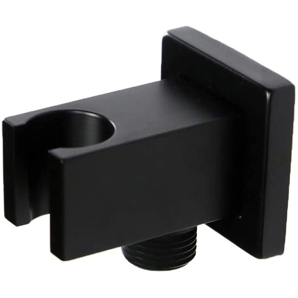 Wall Mount Shower Wand Holder with Hose Connector - Matte Black Handheld Shower Head Bracket for Bathroom & Shower System | Perfect for Spa-Like Experience & Easy Shower Cleaning