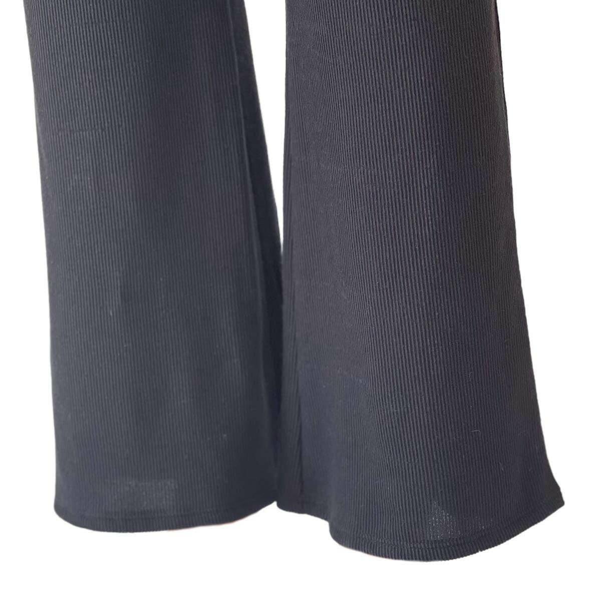 Stylish Ribbed Flare Pants for Women - Comfortable High Waisted Stretchy Trousers in Charcoal Grey | Perfect for Casual Outfits, Workwear & Date Night