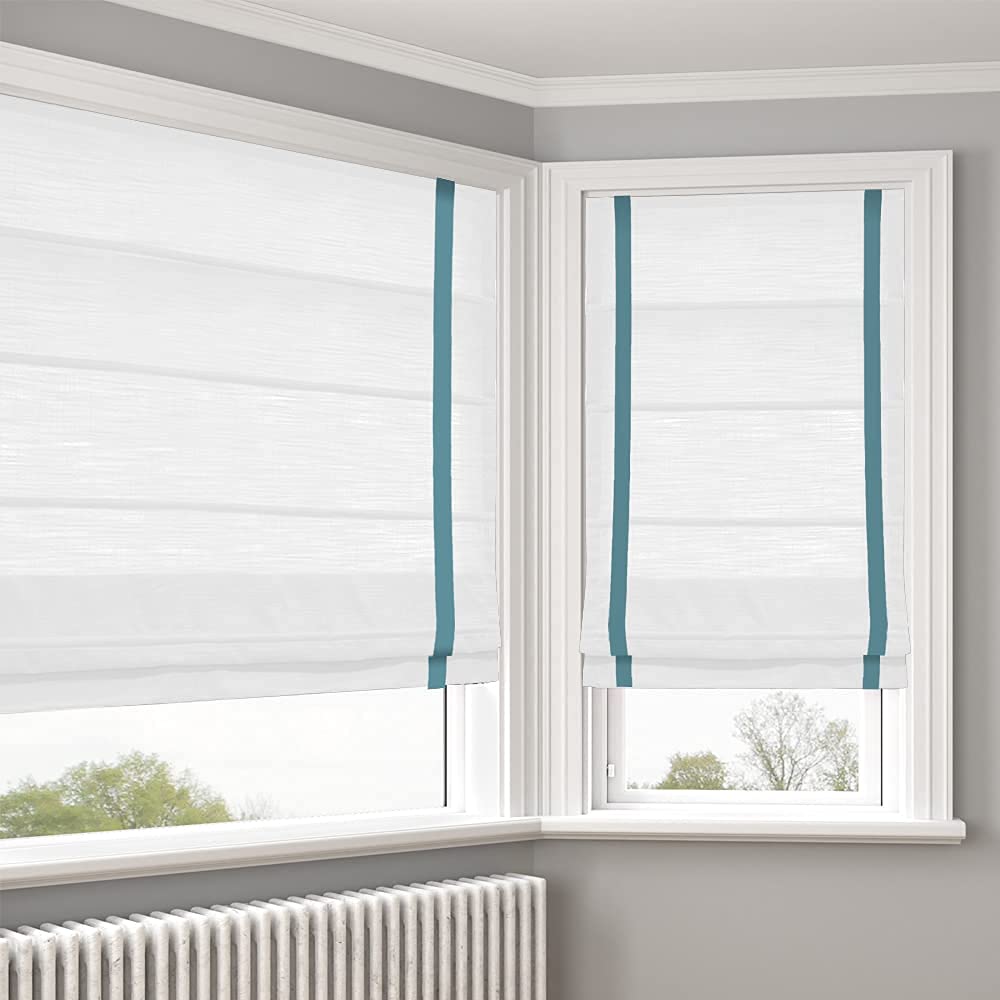 Custom LANTIME Cordless Roman Shades - Elegant Blackout & Light Filtering Peacock Blue Fabric Window Coverings for Home & Office | Perfect for Bedrooms, Living Rooms & Doors