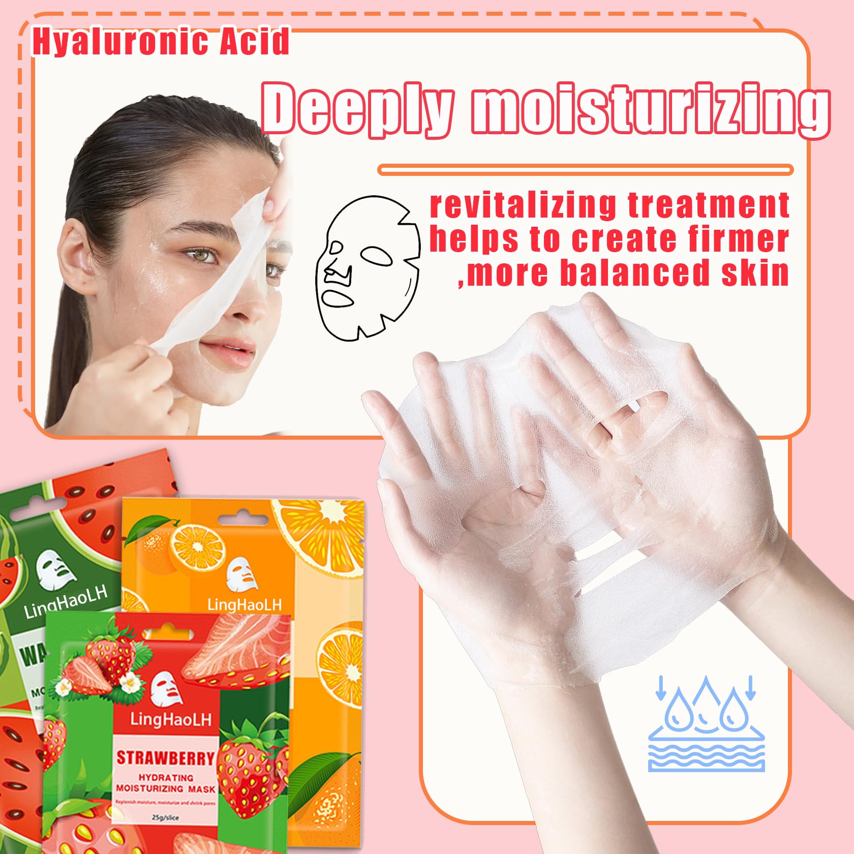 20-Pack Hydrating Face Masks for All Skin Types - Daily Skincare Routine