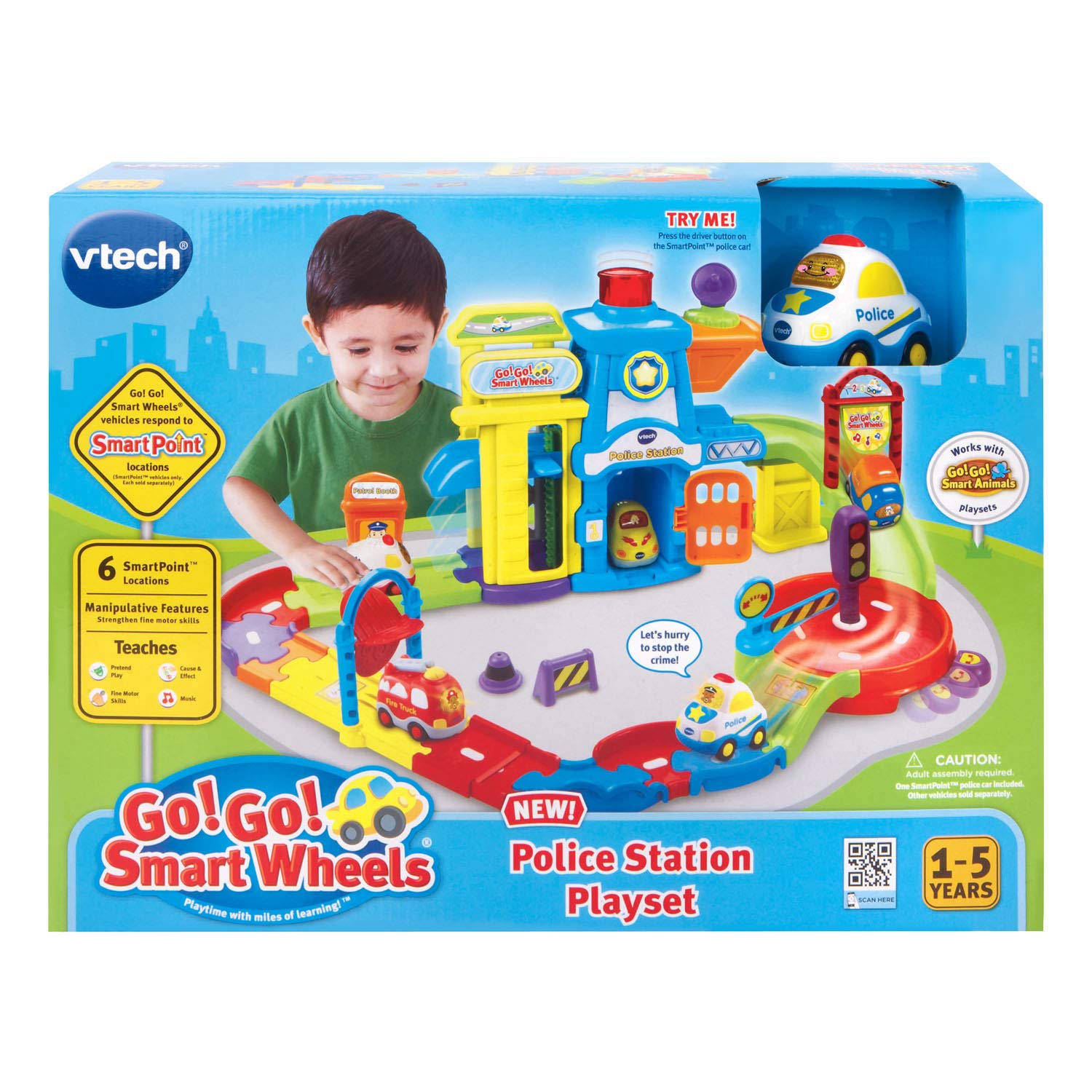 VTech Go! Go! Smart Wheels Police Station Playset - Interactive Learning Toy for Toddlers & Kids Ages 1-5 Years | Pretend Play, Early Education & STEM Development | Perfect for Home, Classroom & Birthday Gifts