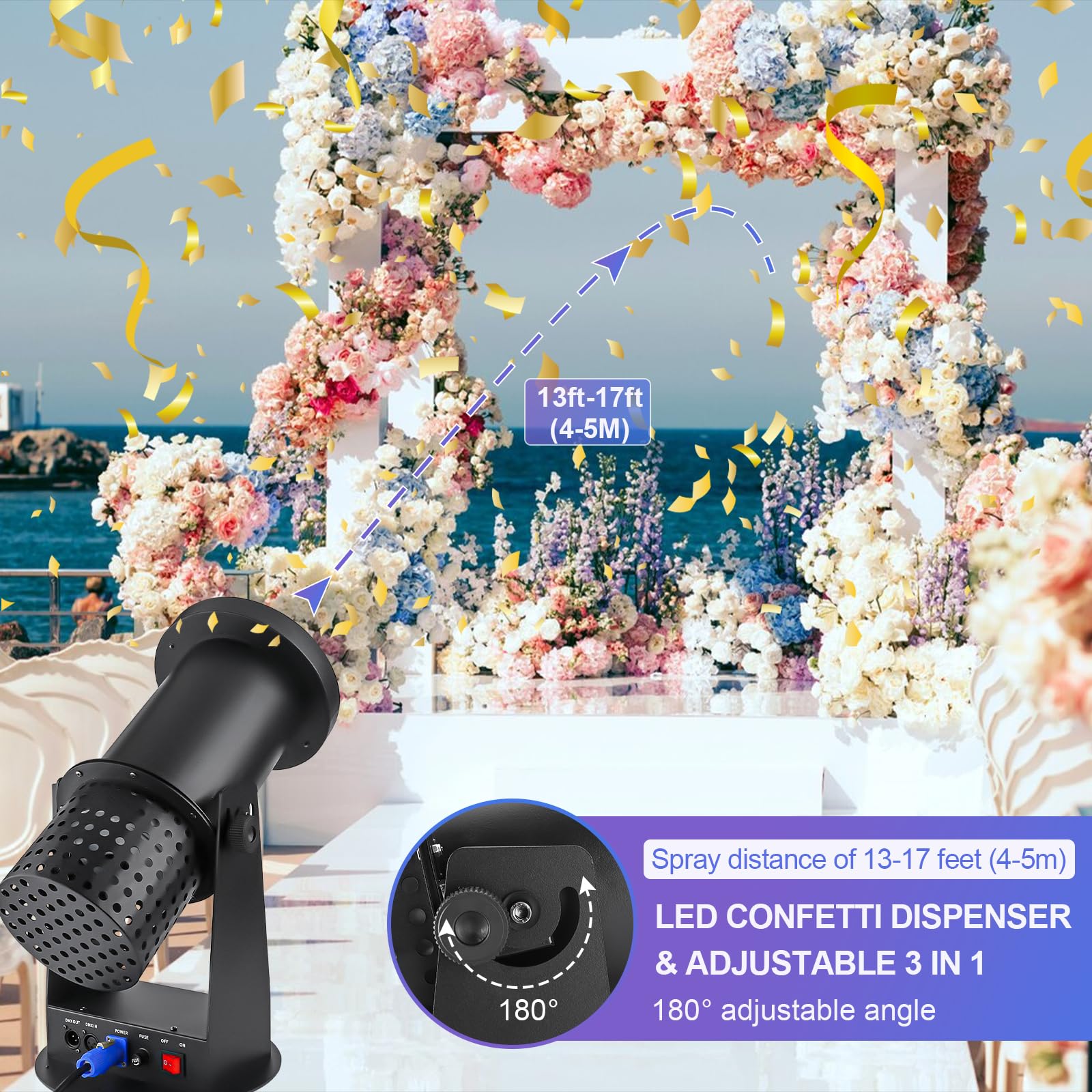 1500W LED Confetti Blaster Machine with Remote Control - Electric Confetti Cannon for DJ Parties, Nightclubs, Weddings, Concerts & Events | Perfect for Stage Shows, Christmas Celebrations & Birthday Parties