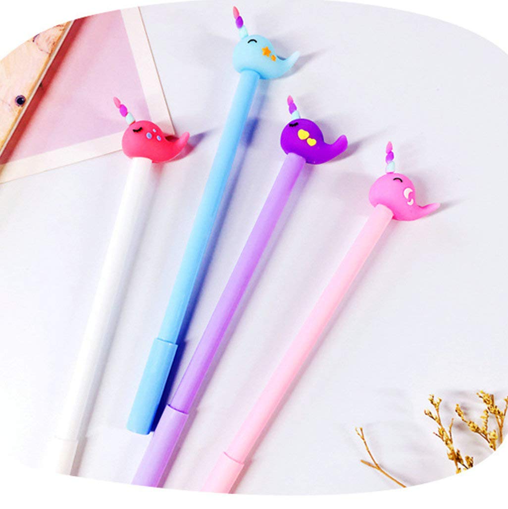 Colorful Narwhal & Whale Gel Ink Pens - Cute Kawaii Animal Ballpoint Pens with Black Ink for School, Office & Party Supplies (8PCS Set) - Perfect for Note Taking, Gift Giving & Creative Writing