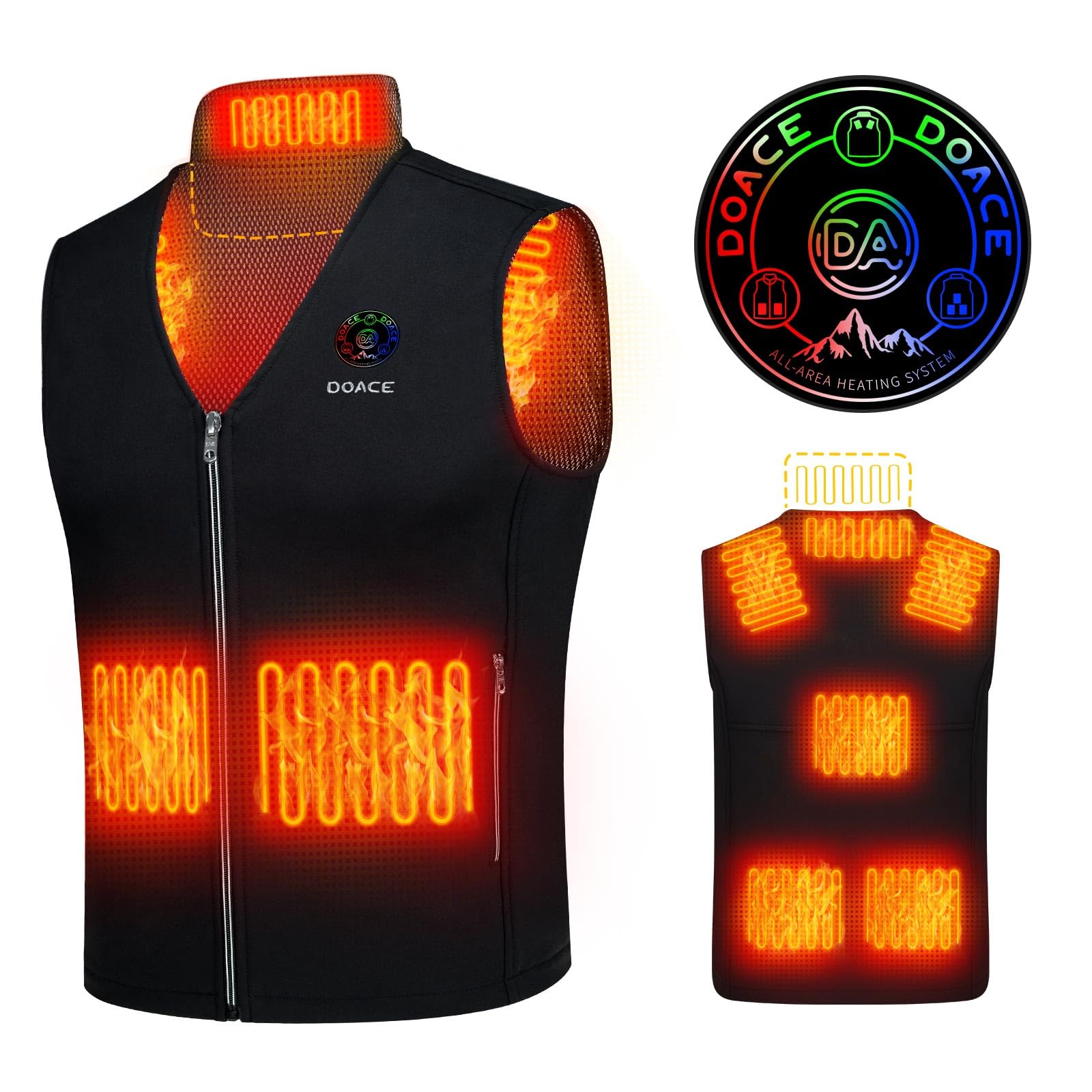DOACE Rechargeable Heated Vest for Men & Women - Smart Heating Jacket with USB Power (Battery Not Included) | Perfect for Outdoor Work, Winter Sports & Cold Weather Activities