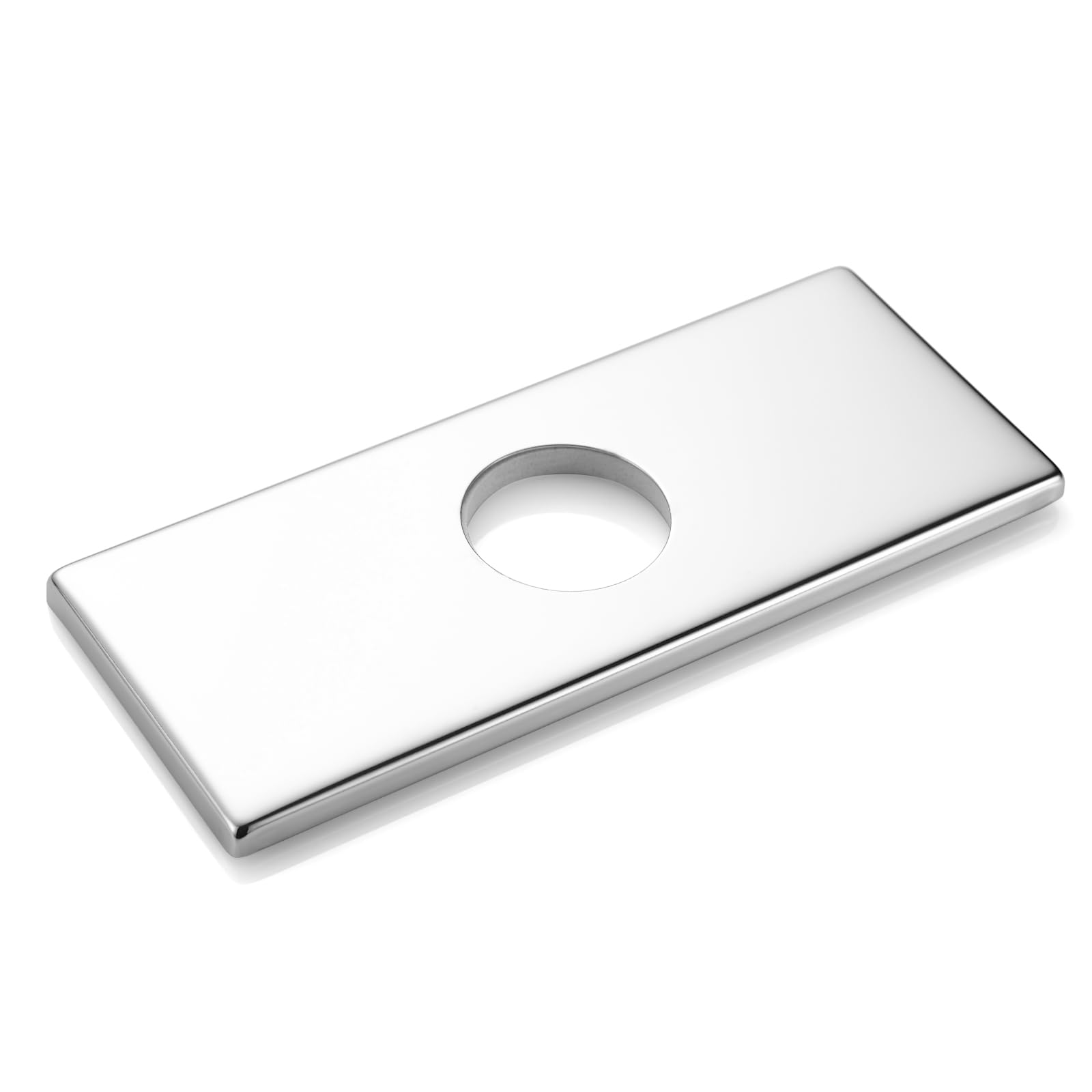 Gotonovo 6 Inch Rectangle Deck Mount Faucet Plate - Polished Chrome Hole Cover Escutcheon for Kitchen & Bathroom Sink (Fits 1-Hole or 3-Hole 4-Inch Centerset) - Perfect for Upgrading Sink Appearance & Preventing Water Damage