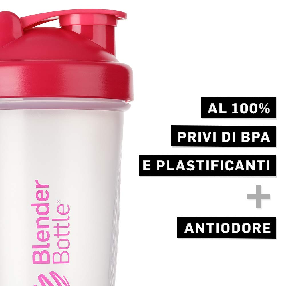 Protein Shaker Cup with Blender Ball - 820ml Clear Pink for Gym & Workouts