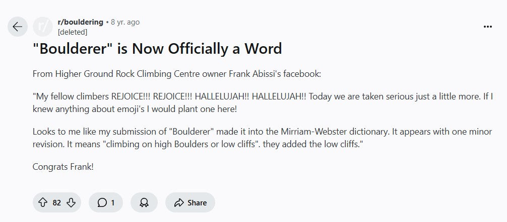 Boulderer is a Word Tee - Funny Rock Climbing T-Shirt for Men & Women - Perfect for Gym, Crag & Outdoor Adventures
