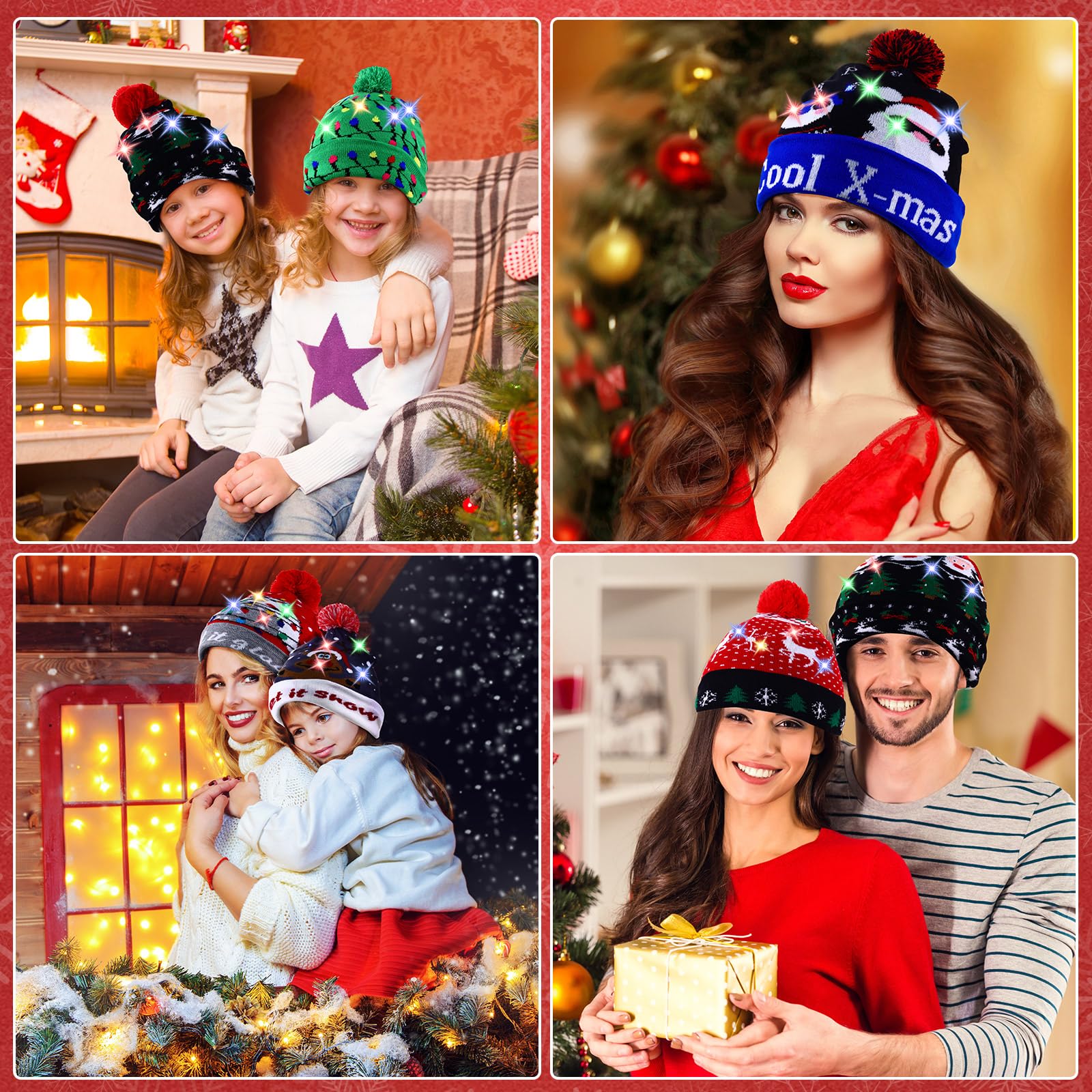 30 Pack LED Christmas Beanie Hats - Light Up Knit Winter Hats for Men & Women - Colorful Holiday Party Favors (Great for Xmas Parties, Gifts & Winter Festivals)