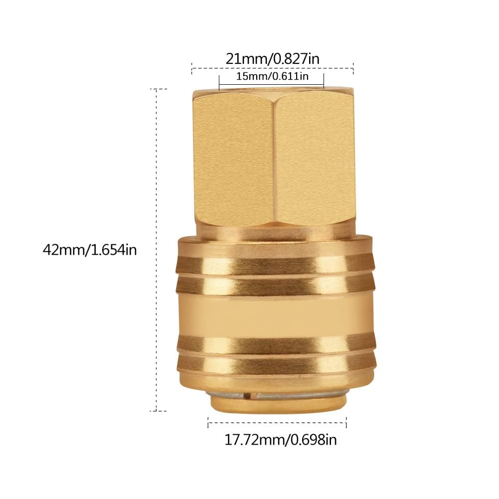 1/4 Inch Brass Compressed Air Coupling - Quick Connect Fitting for Air Tools - Pack of 2 - Ideal for Pneumatic Systems, Air Compressors & DIY Projects
