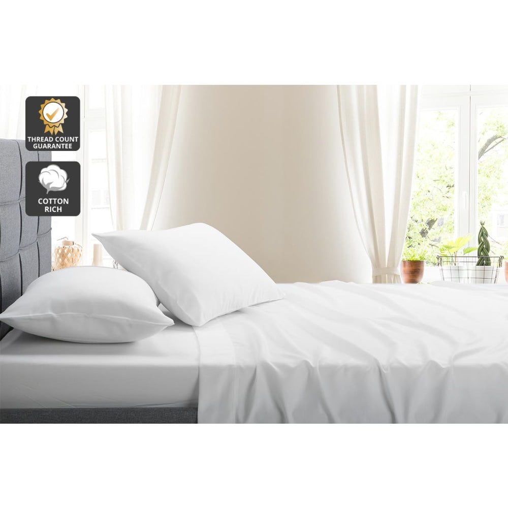 1000 Thread Count Cotton Rich Bed Sheet Set - Queen Size, White - Ultra Soft Luxury Bedding for Hotel & Home Use
