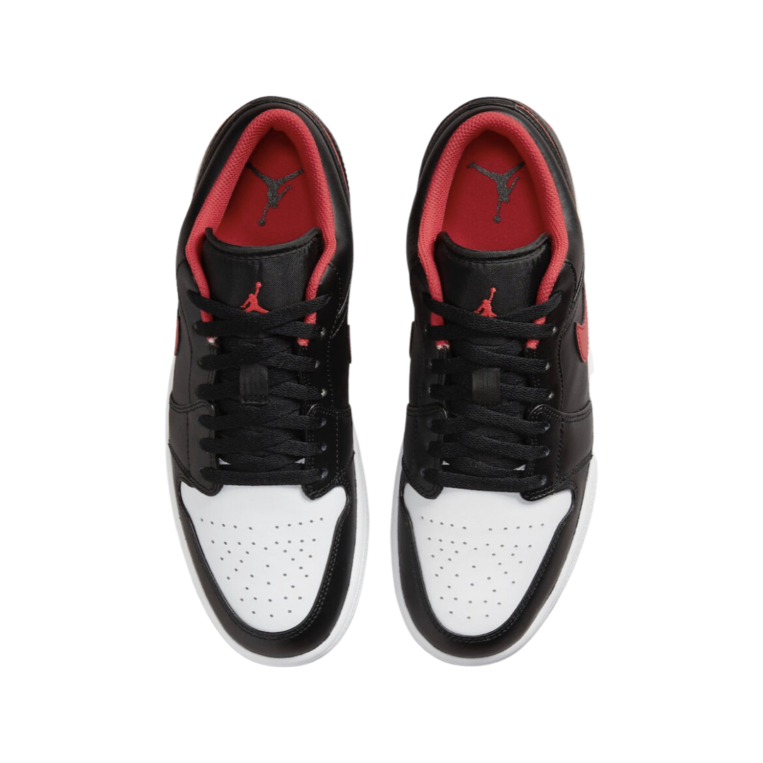 Air Jordan 1 Low Sneakers - White, Black & Fire Red Colorway | Men's Basketball Shoes for Casual Wear & Street Style