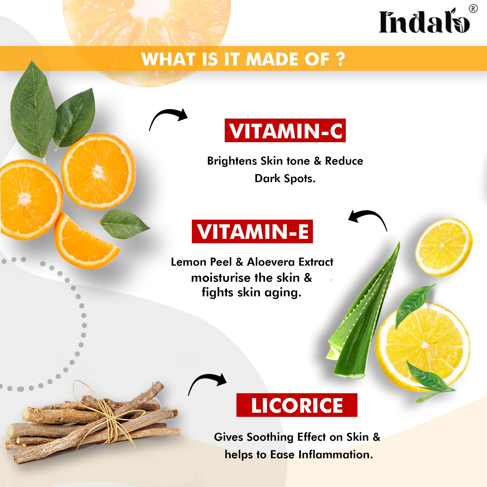 Indalo Vitamin C Foaming Face Wash with Aloe Vera Extract - Brightening & Hydrating Cleanser for All Skin Types (100ml) | Gentle Daily Facial Cleanser for Glowing Skin, Acne-Prone & Sensitive Skin Care Routine