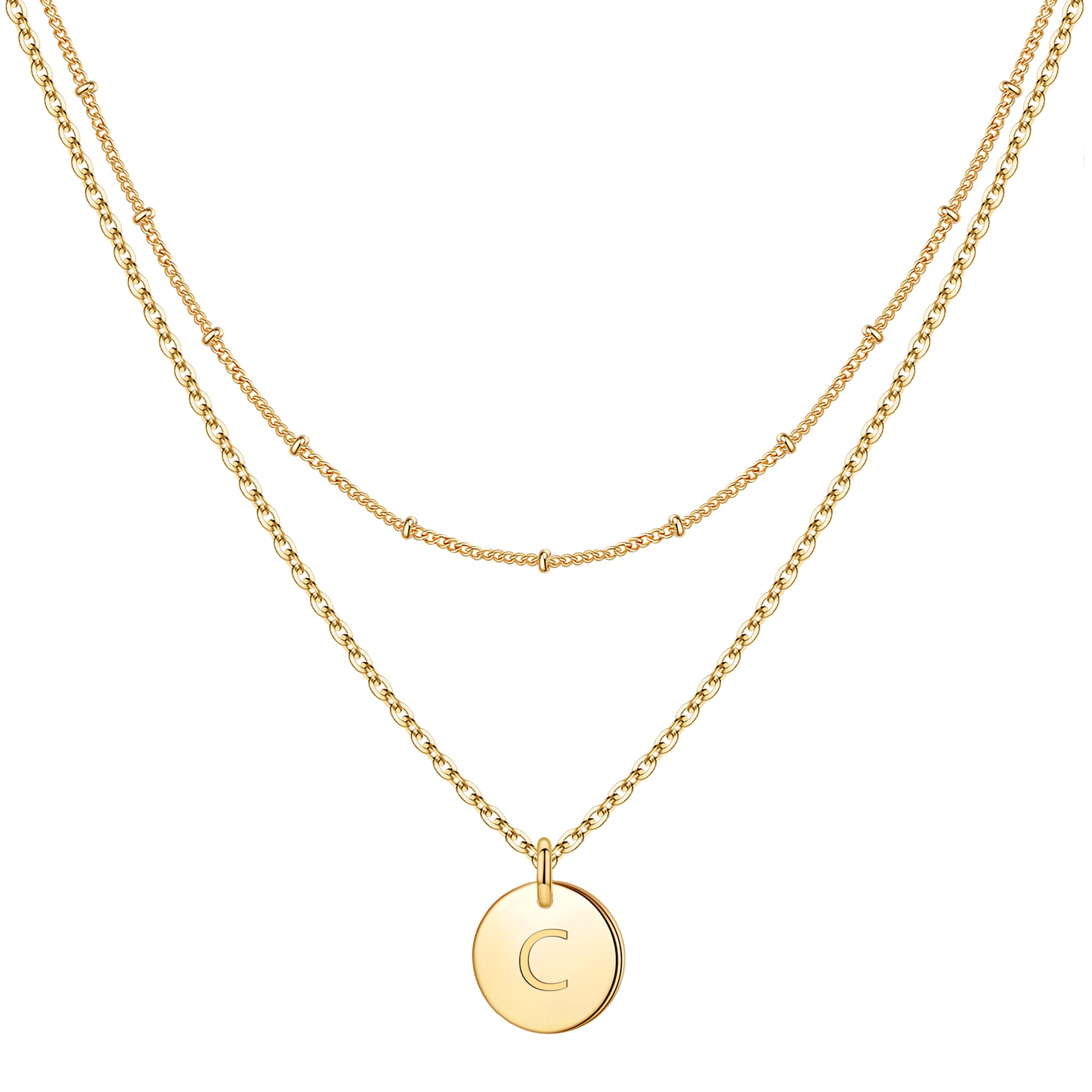 Personalized Initial Necklace for Women & Girls - Gold, Silver, Rose Gold Double-Sided Engraved Hammered Coin Pendant, Easter Gift for Teen Girls & Kids | Perfect for Layered Jewelry, Birthday Presents & Special Occasions