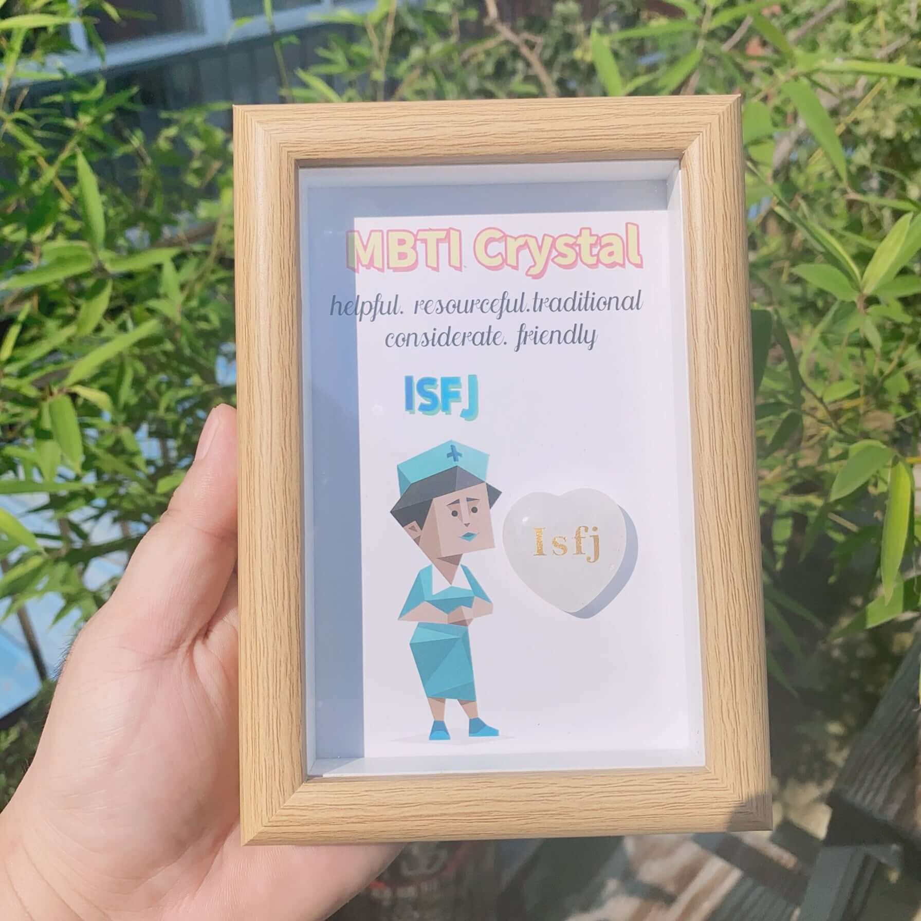 MBTI Personality Crystal Frame - Spiritual Healing Gift for Self-Care & Meditation | Perfect for Office Desk Decor, Yoga Room, and Mindfulness Practice (KV001)