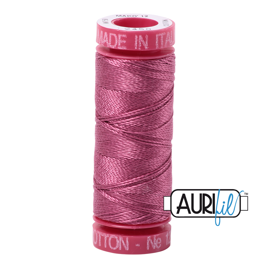 Aurifil 12wt Rose Thread - Premium Cotton Sewing Thread for Quilting, Embroidery & Handcrafting - Small Spool for DIY Projects & Fabric Arts
