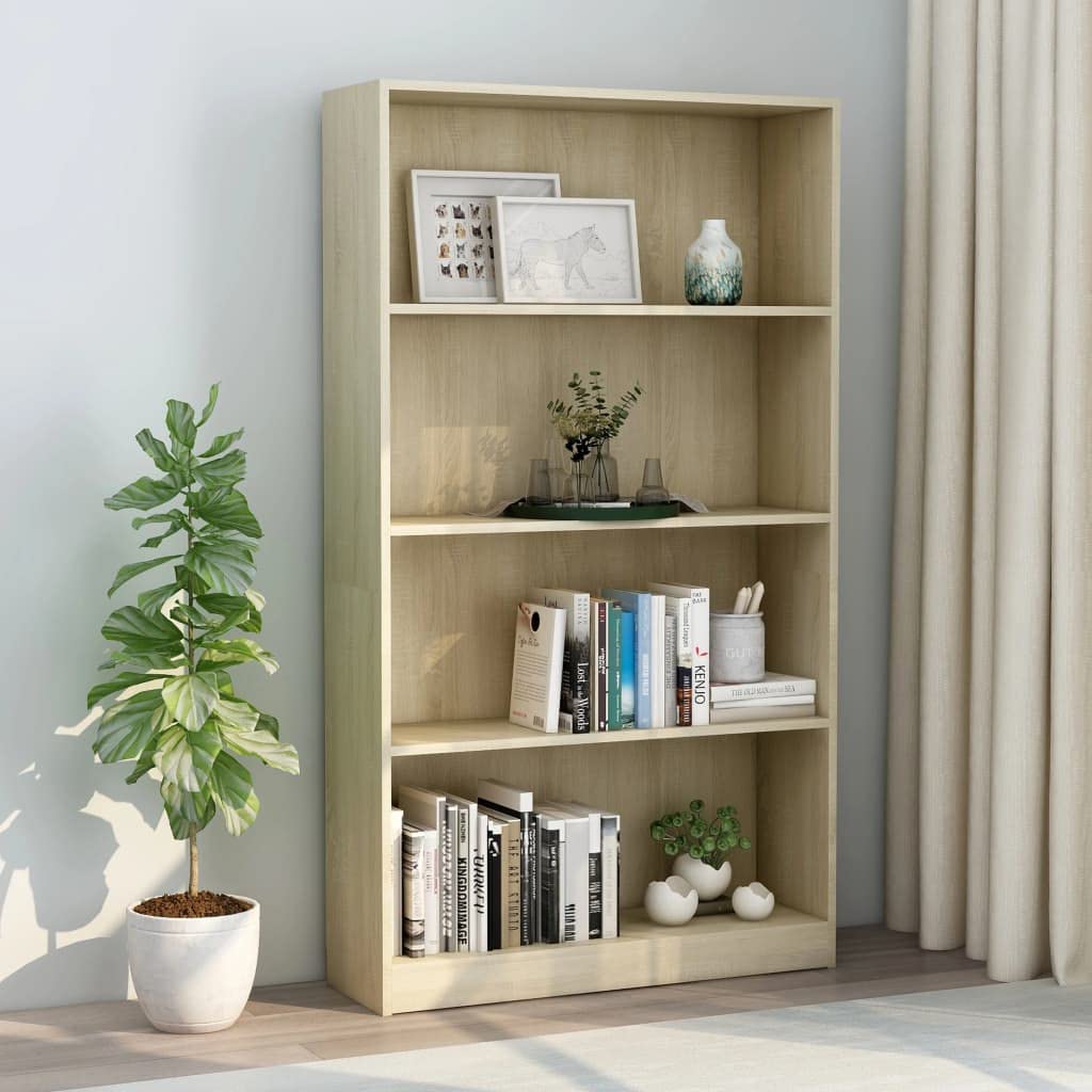 4-Tier Wide Bookcase - Sturdy Freestanding Bookshelf Organizer with 4 Shelves for Home, Office, Bedroom - Perfect for Storing Books, Decor & Display Items - Espresso Brown Finish