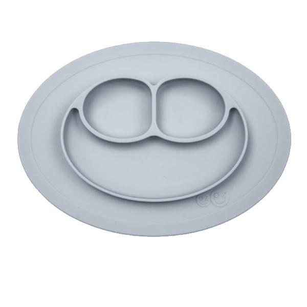 ezpz Mini Mat - Nordic Pewter Silicone Baby Feeding Plate | Perfect for Toddlers, Mess-Free Mealtime & Travel