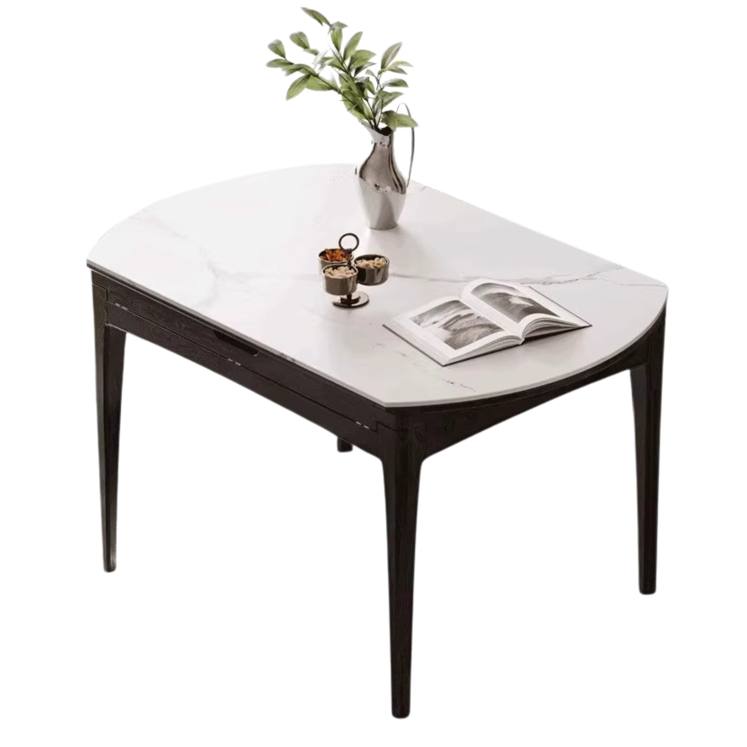 Solid Oak Wood Folding Dining Table - Light Luxury Rock Slab Design for Small Spaces, Apartments & Outdoor Dining | Durable & Stylish Home Furniture