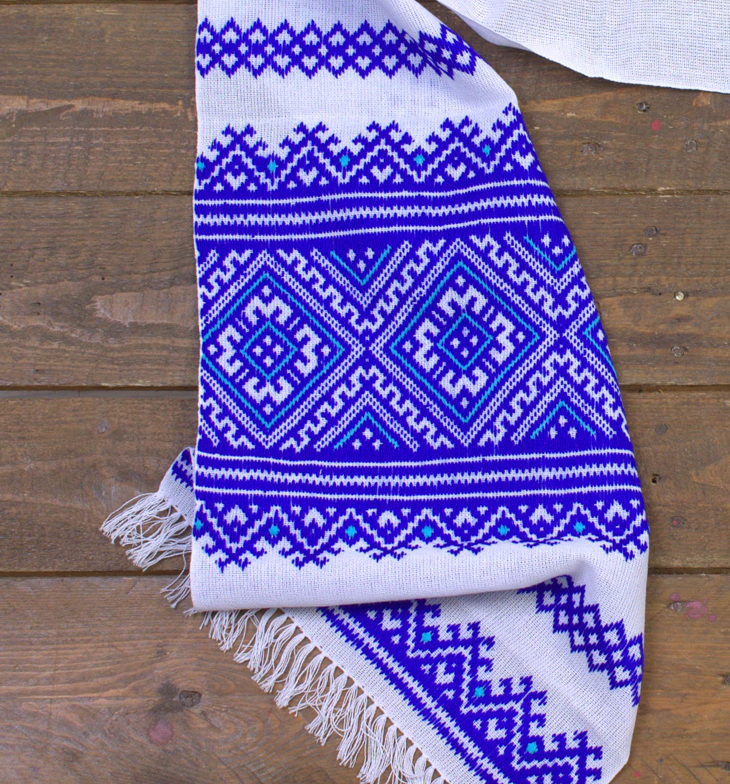 Ukrainian Embroidered Towels - Handmade Rushnyk with Blue Folk Pattern - Traditional Easter & Kitchen Decor - Perfect for Home, Gifts & Cultural Displays