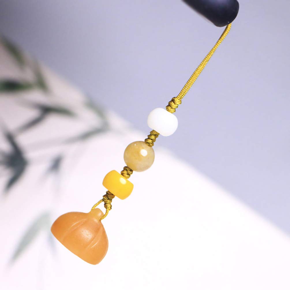 Lotus Jade Phone Charm Pendant - Elegant Beaded Phone Strap & Lanyard for iPhone, Samsung, Keys, USB Drives - Perfect for Car Keys, Office Decor, and Gift Giving