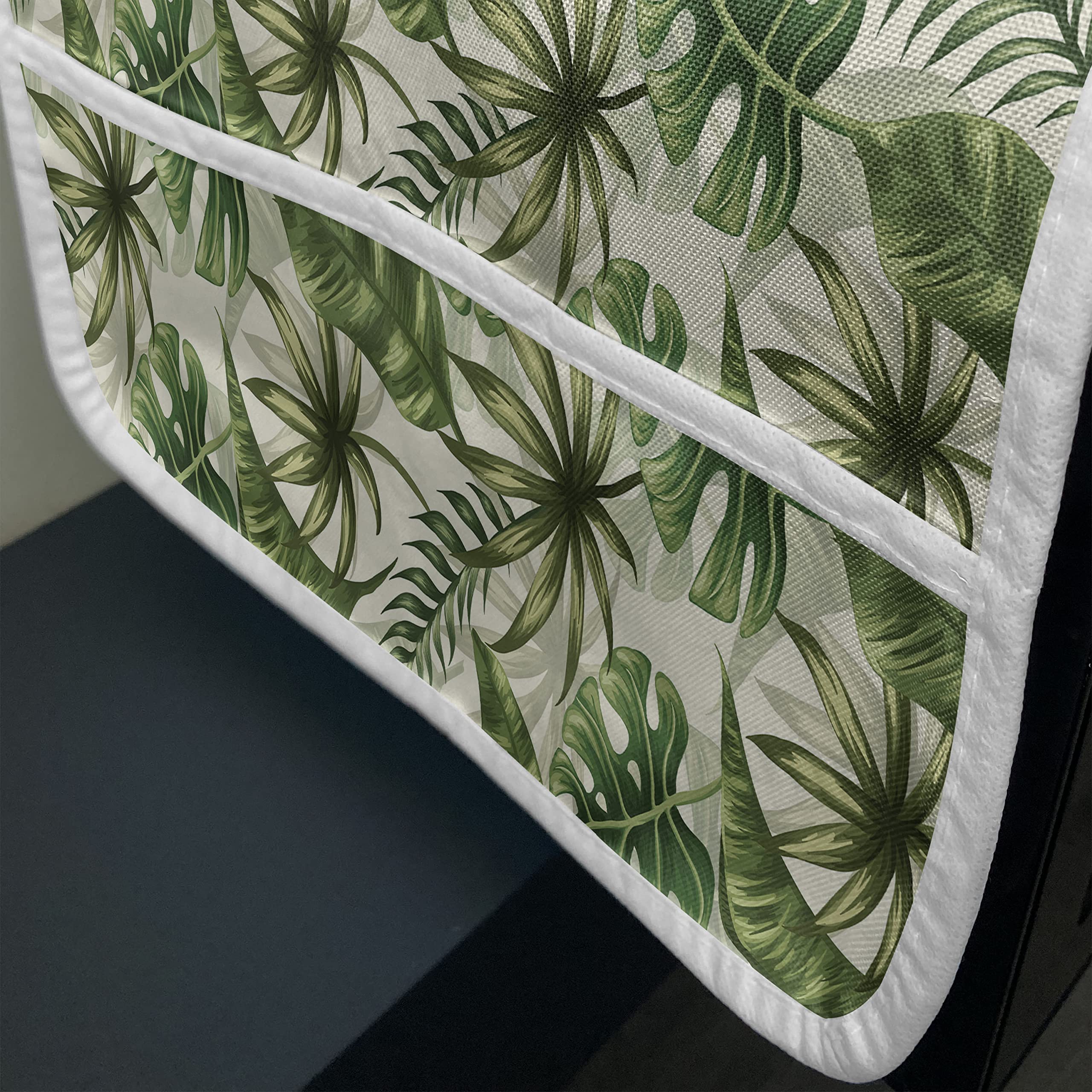 Ambesonne Monstera Leaf Microwave Cover - Waterproof Hawaiian Floral Kitchen Organizer with Pockets, 36