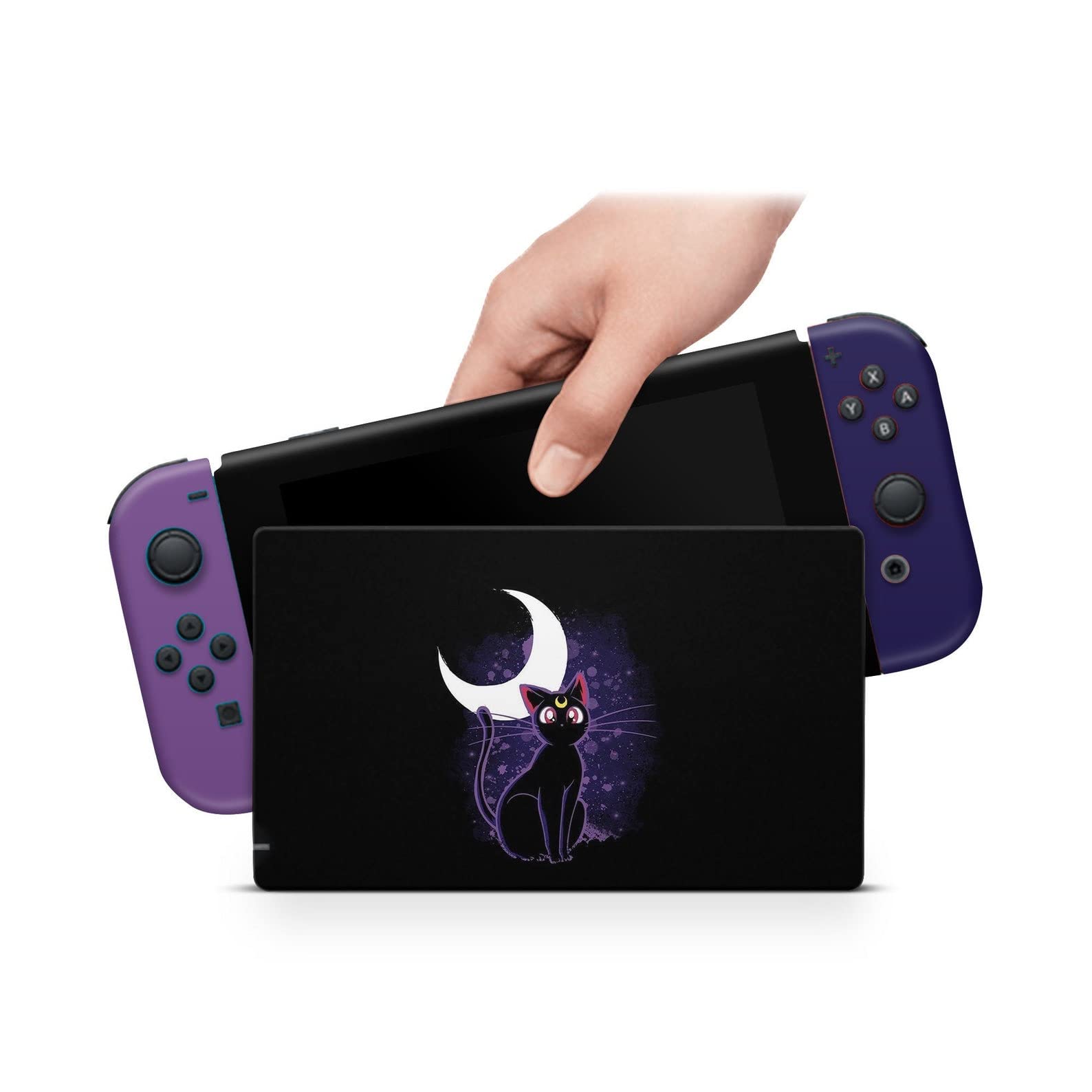 Sailor Moon Switch Skin - Anime Cute Cat Black Sky Purple Luna Kawaii Runa Vinyl Decal Sticker Wrap for Nintendo Switch | 3M Premium Quality | Made in USA | Perfect for Gaming Enthusiasts & Anime Fans