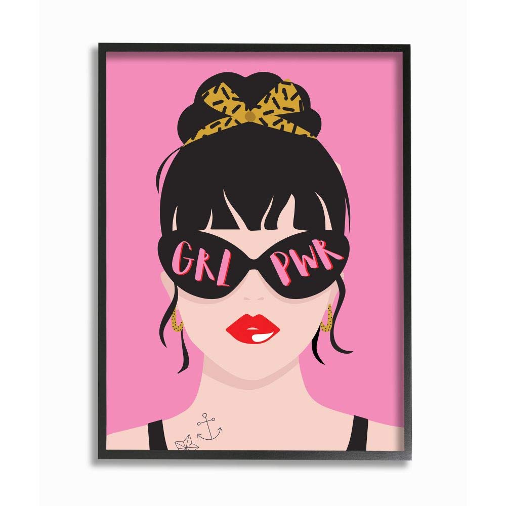 Stupell Industries Punk Rock Fashion Girl Power Phrase Pop Art Wall Decor - 24x30 Inches Pink Canvas Print - Perfect for Bedroom, Living Room & Teen Girl Room Decor
