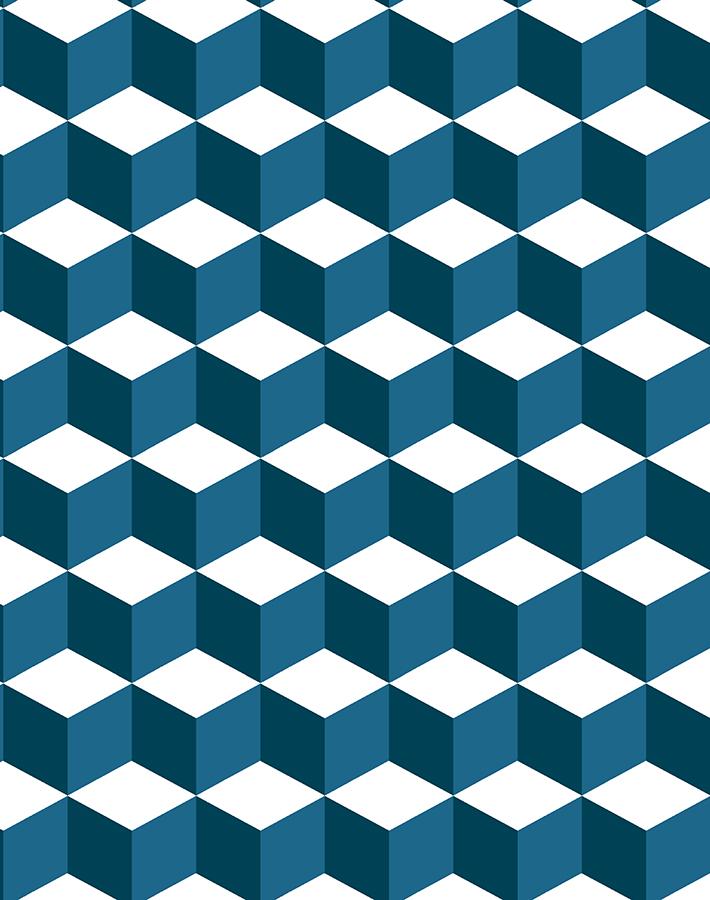 Wallshoppe 'Ice Cubist' Indigo Wallpaper - Modern Geometric Peel & Stick Wallpaper for Living Room, Bedroom, or Home Office Decor