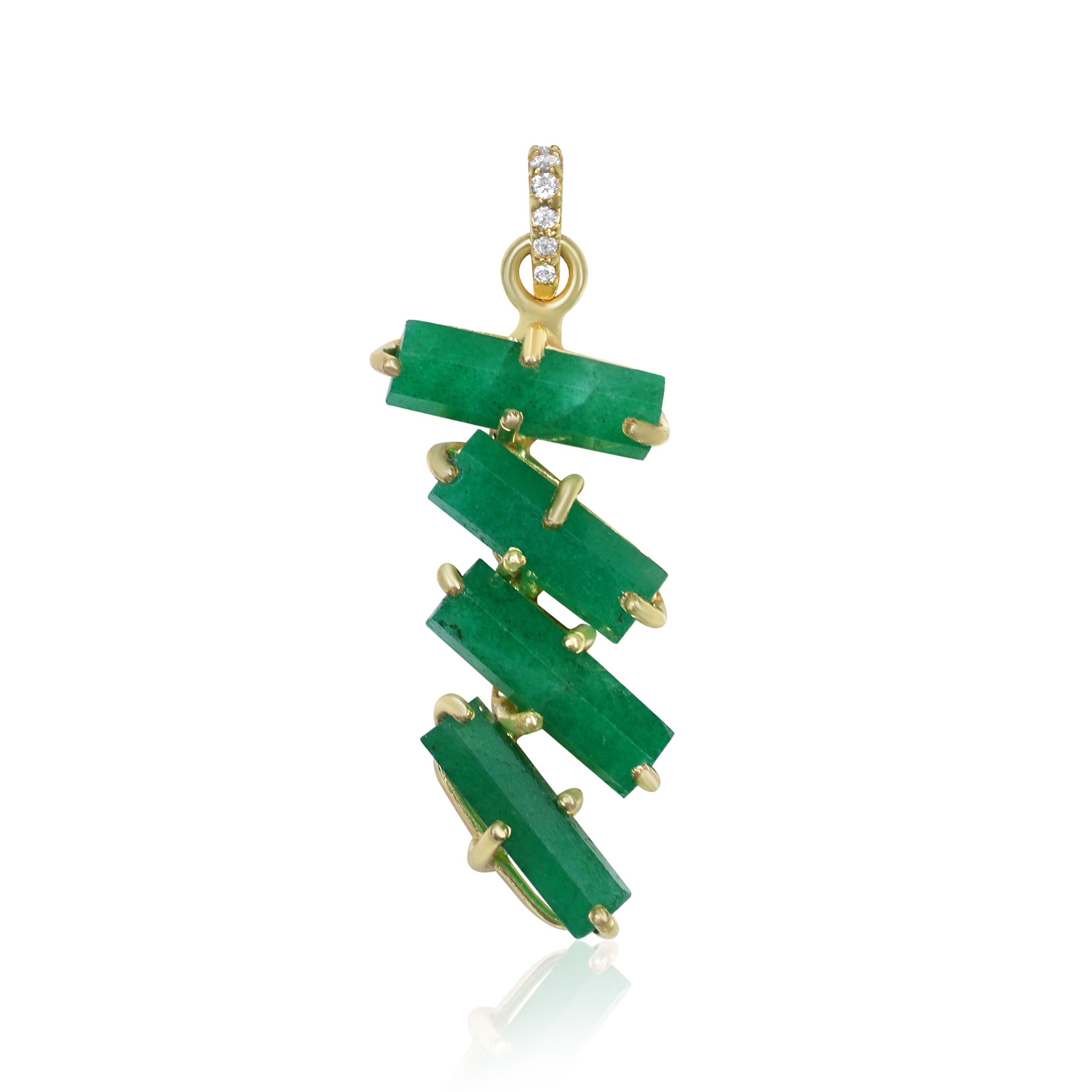Faceted Emerald Hexagon Pendant Necklace with White Zircon Chain - Elegant Jewelry Gift for Women, Perfect for Parties, Weddings & Special Occasions