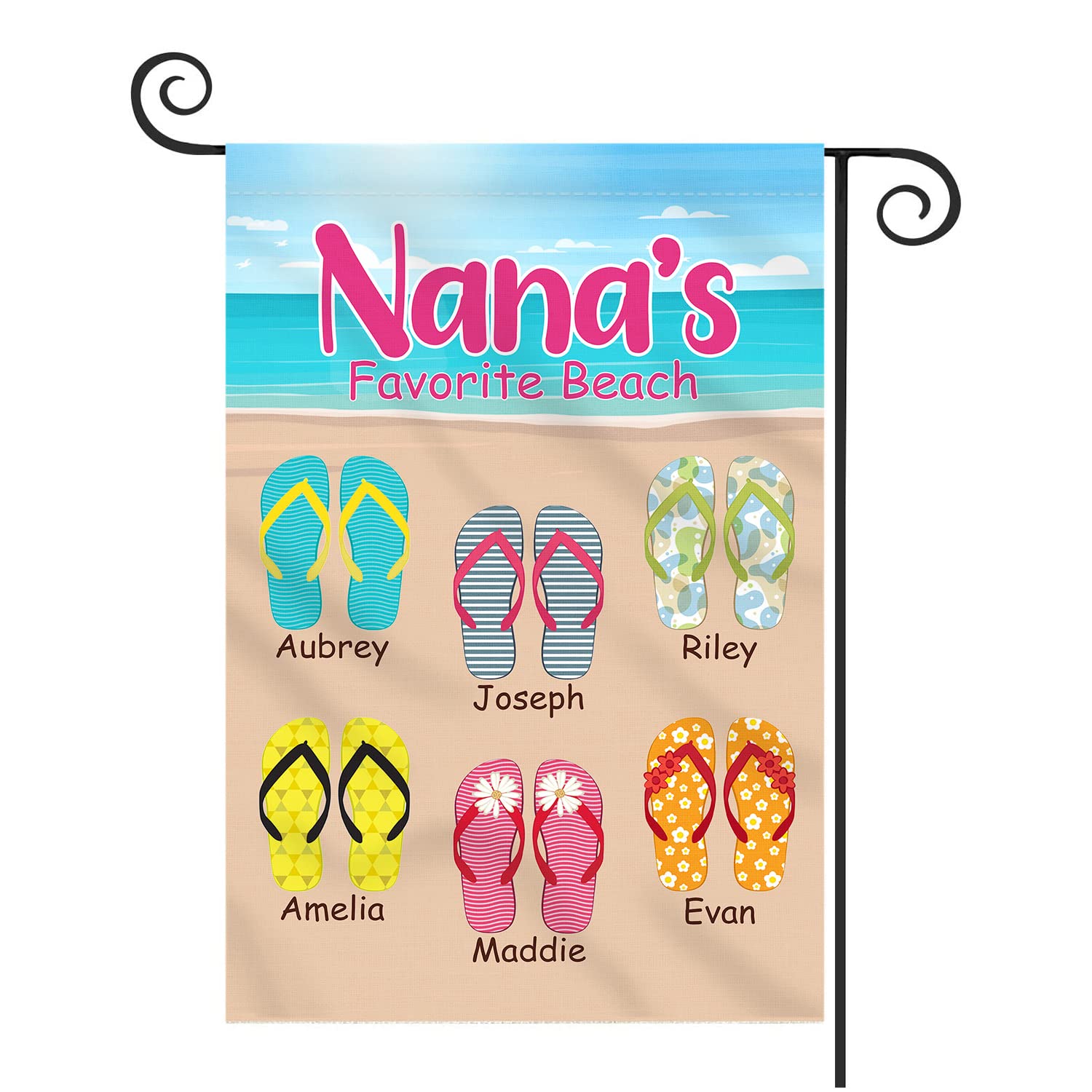 Personalized Double Sided Garden Flag - Custom Beach Design with Name for Grandma/Nana/Abuela - Perfect Birthday & Housewarming Gift for Outdoor Decor, Yard & House Flag
