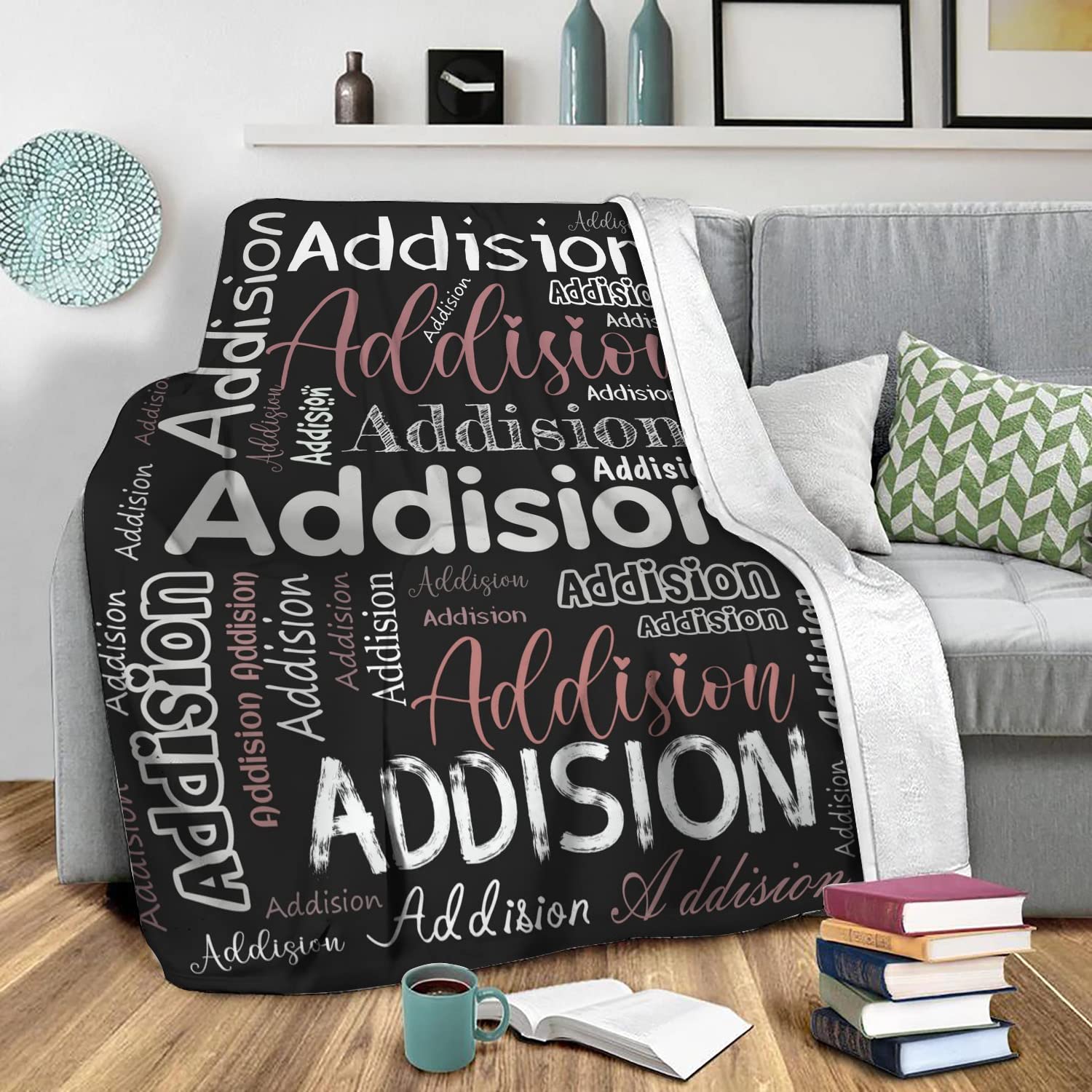 Personalized Custom Blanket with Name - Soft & Cozy Black Throw Blanket for Adults - Perfect for Bed, Couch & Sofa - DIY Monogrammed Fleece Blanket Gift for Christmas, Anniversary & Home Decor