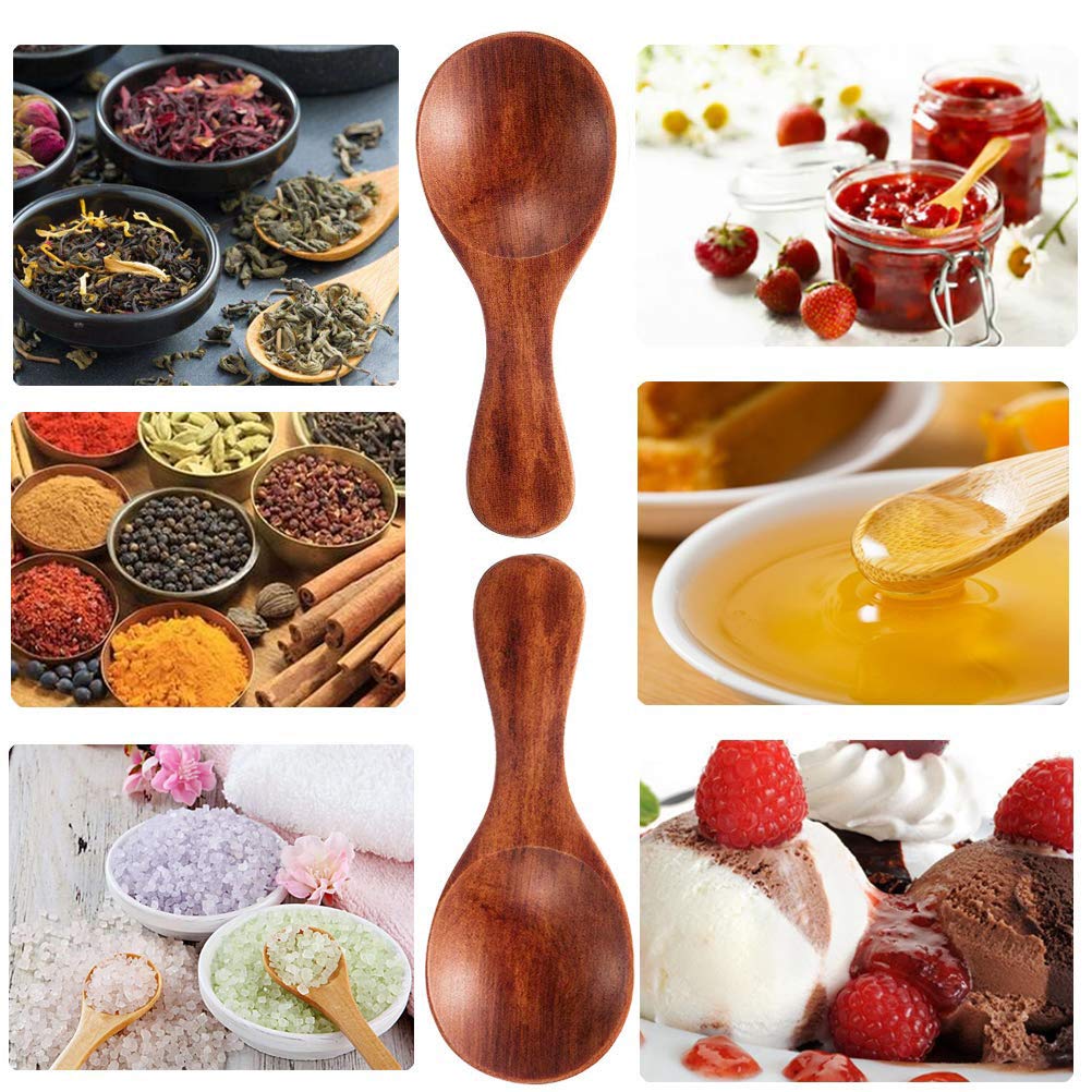 20 Pack Small Wooden Salt Spoons - Mini Wooden Spoons with Short Handle for Jam, Spices, Condiments, Honey, Coffee, Tea | Ideal for Kitchen, Baking, Coffee Shops & Gift Giving