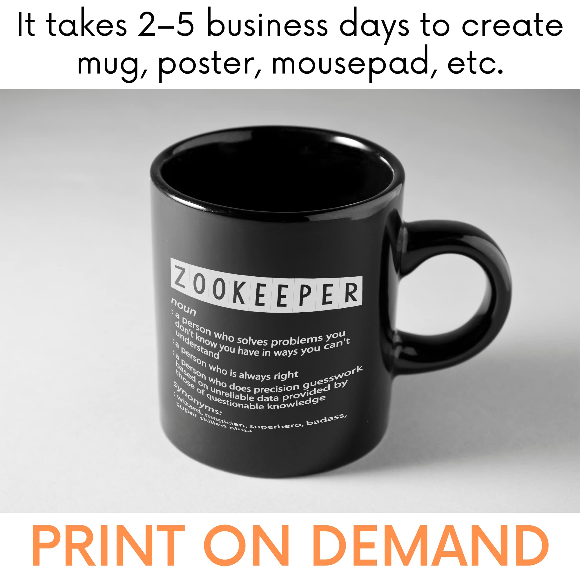 Funny Zookeeper Definition Mug - 11Oz Black Coffee Cup with Humorous Zoo Keeper Quote | Perfect Gift for Animal Lovers & Zoo Enthusiasts