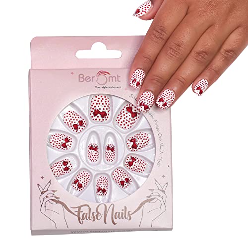 Beromt Full Set Fake Nails for Kids - 24pcs Colorful Printed Press-on Nails with Nail Glue | Perfect for Birthday Parties, Halloween Costumes & Dress-up Play