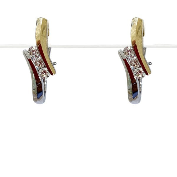 14K Two-Tone Diamond Stud Earrings for Women - Elegant Gold & Silver Hoop Earrings for Everyday Wear, Gift & Special Occasions