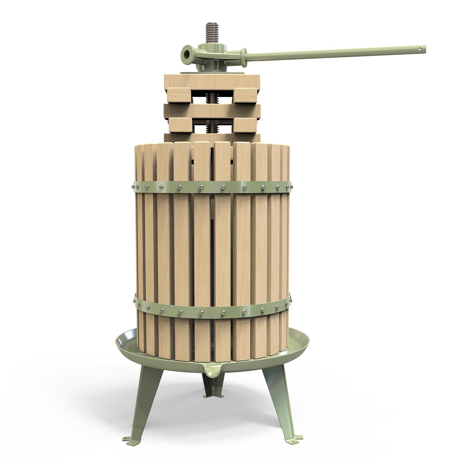 Premium Manual Fruit Wine Press - 100% Natural Apple & Grape Crusher for Fresh Juice Making | Heavy Duty 4.75 Gallon Solid Wood Cider Press | LFGB Certified | Perfect for Home Brewing, Kitchen Use & DIY Wine Making (Green)