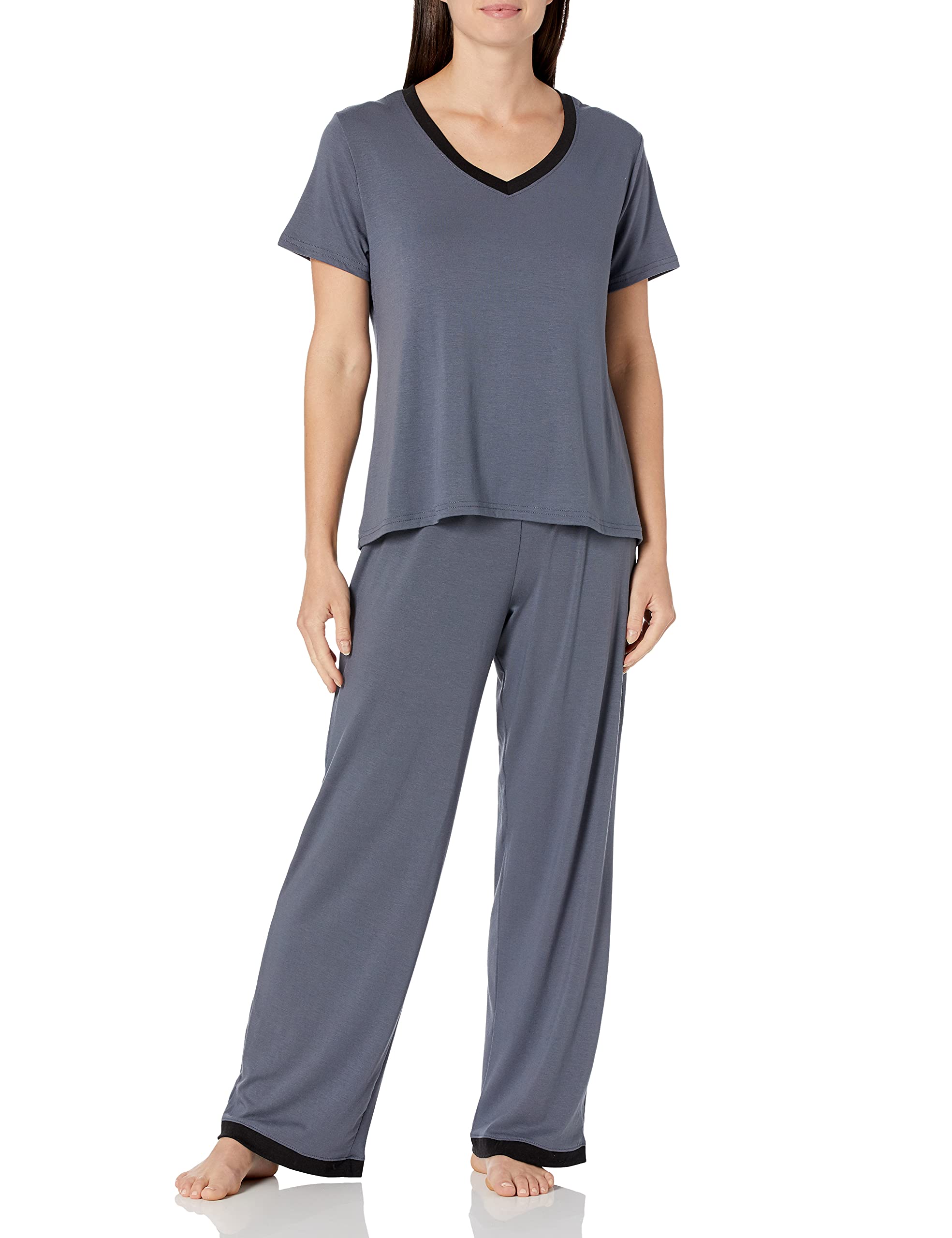 Fruit of the Loom Women's Short Sleeve T-Shirt & Pants 2-Piece Sleepwear Pajama Set - Soft Cotton Comfort for Nighttime & Lounge Wear