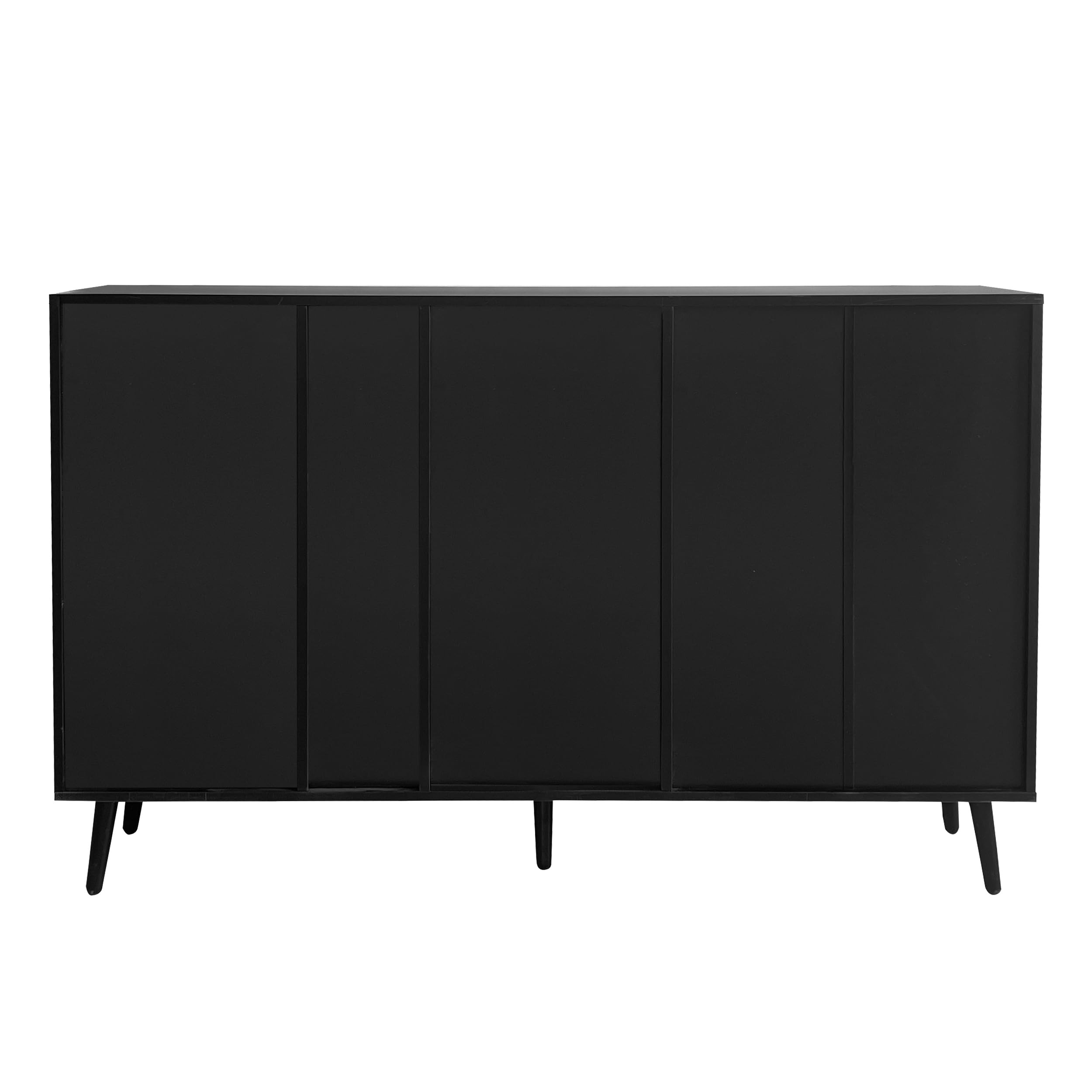 Modern Storage Cabinet with Tempered Glass Doors & Drawers - Multi-Purpose Sideboard, Entryway Console Table & TV Stand with Metal Handles for Living Room, Bedroom or Office (Black & Gray) - Perfect for Organizing, Displaying Decor & Enhancing Home Aesthetics