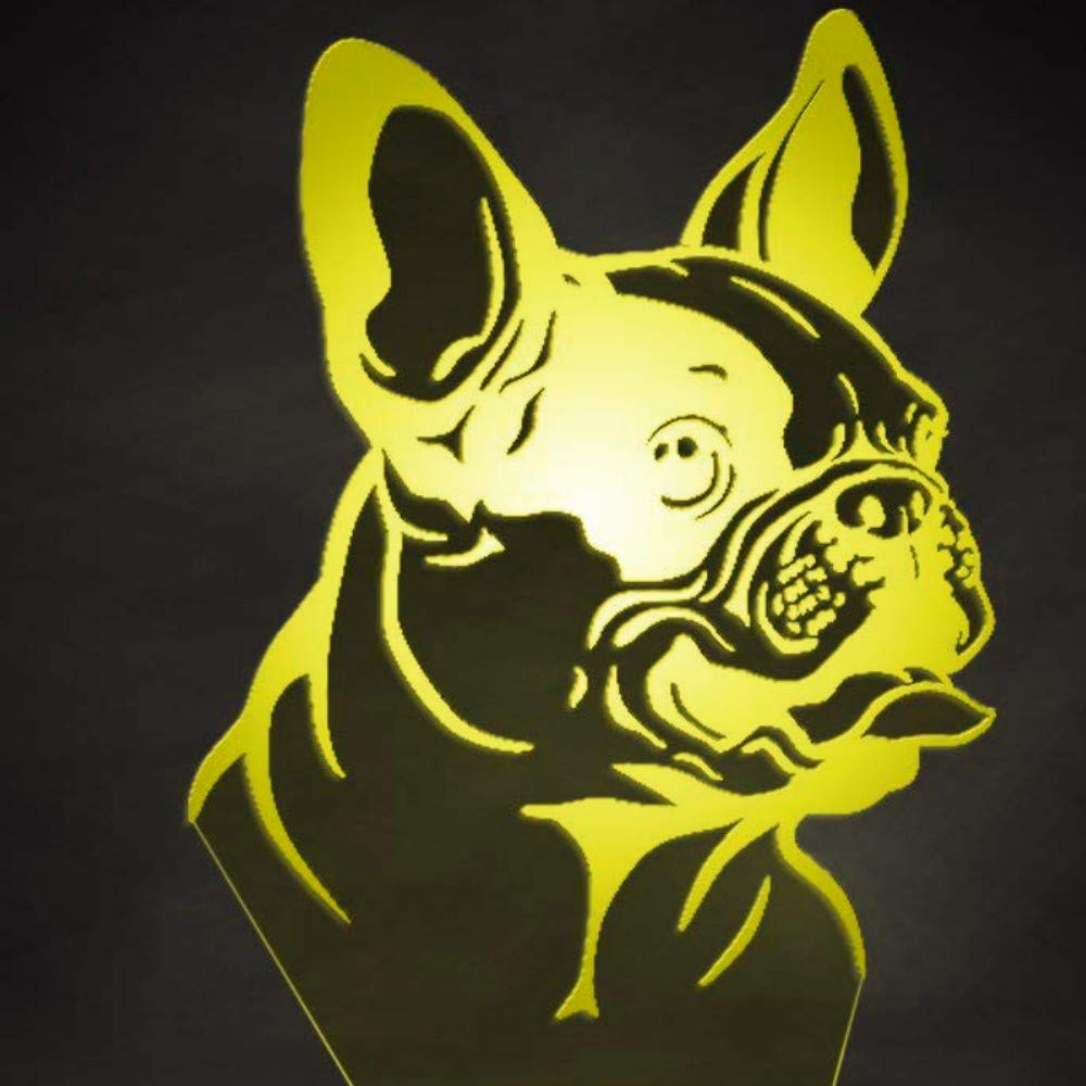 3D French Bulldog Night Light - LED Touch Switch Table Lamp with 7 Color Changing Modes, Optical Illusion Decor for Kids Room, Nursery, Christmas Gift, Birthday Present, Home Office Desk Decor