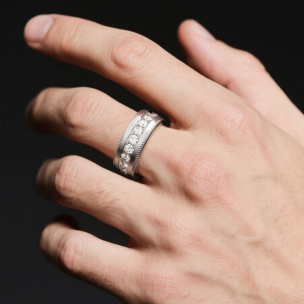 9mm Moissanite Men's Wedding Band Ring - Durable & Hypoallergenic Tungsten Carbide for Him - Perfect for Engagement, Anniversary & Everyday Wear